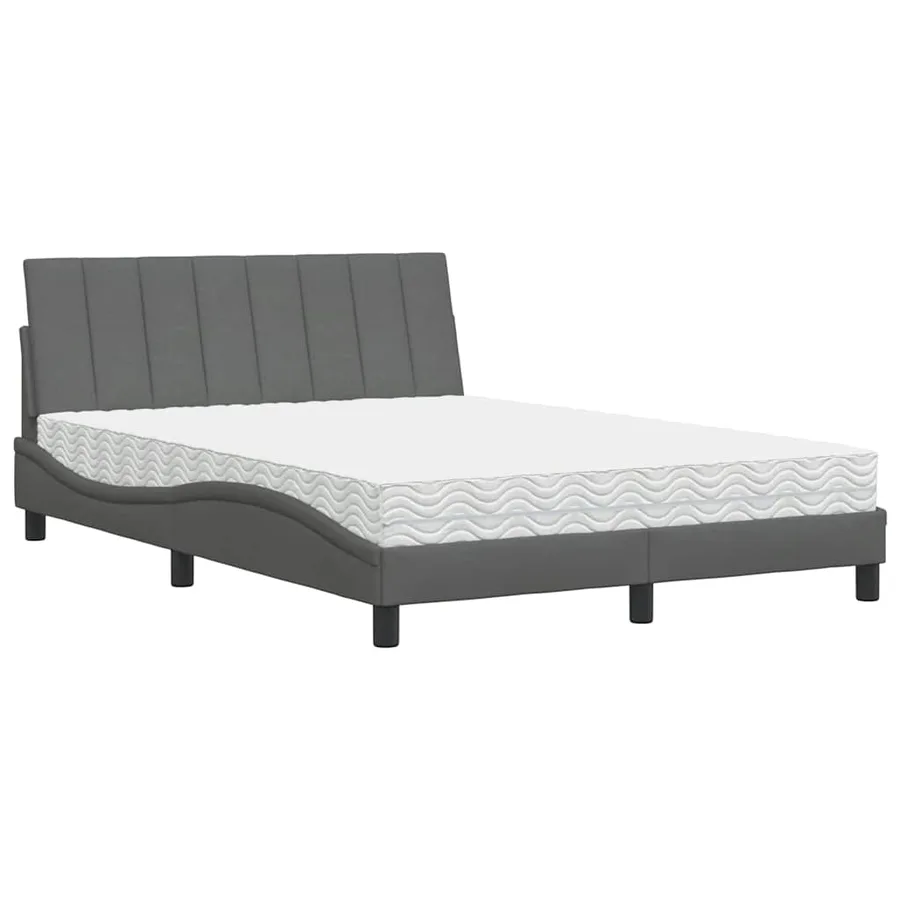 Lit avec matelas Hanko gris foncé 120x200 cm tissu - 2