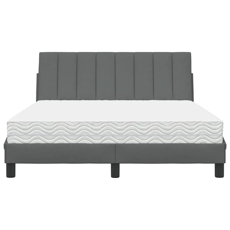 Lit avec matelas Hanko gris foncé 120x200 cm tissu - 5