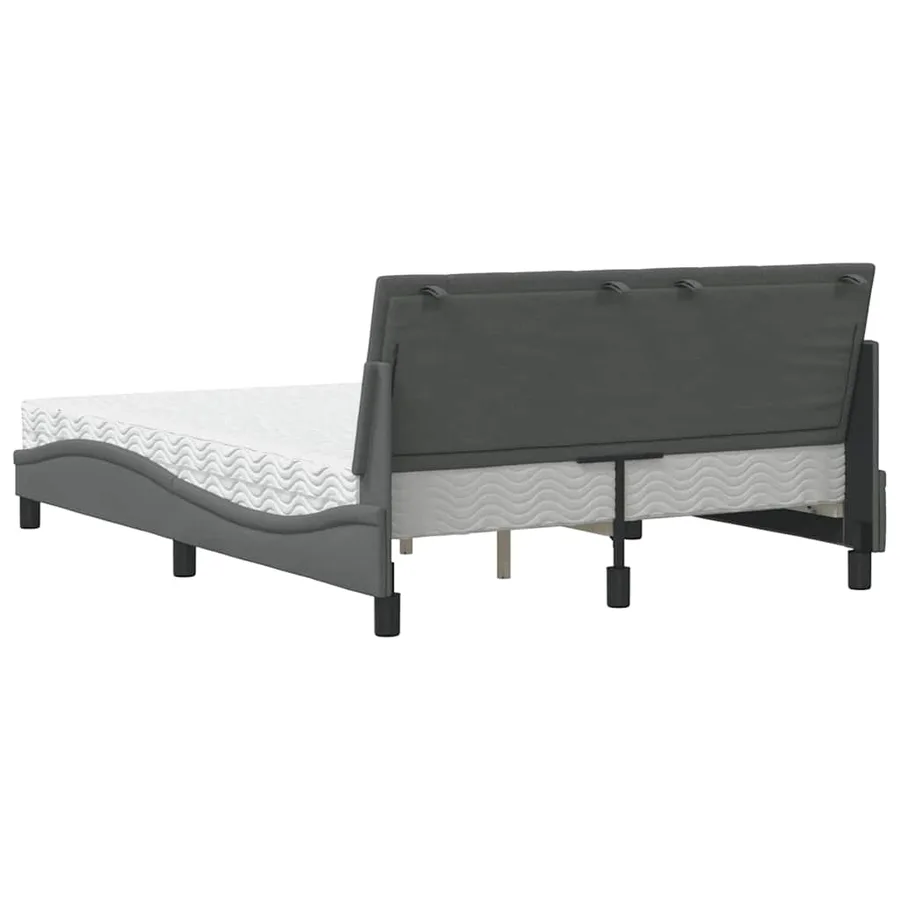 Lit avec matelas Hanko gris foncé 120x200 cm tissu - 7