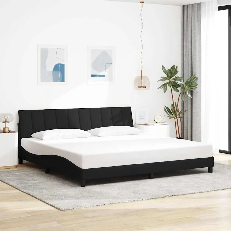 Cadre de lit sans matelas Hanko noir 200x200 cm tissu