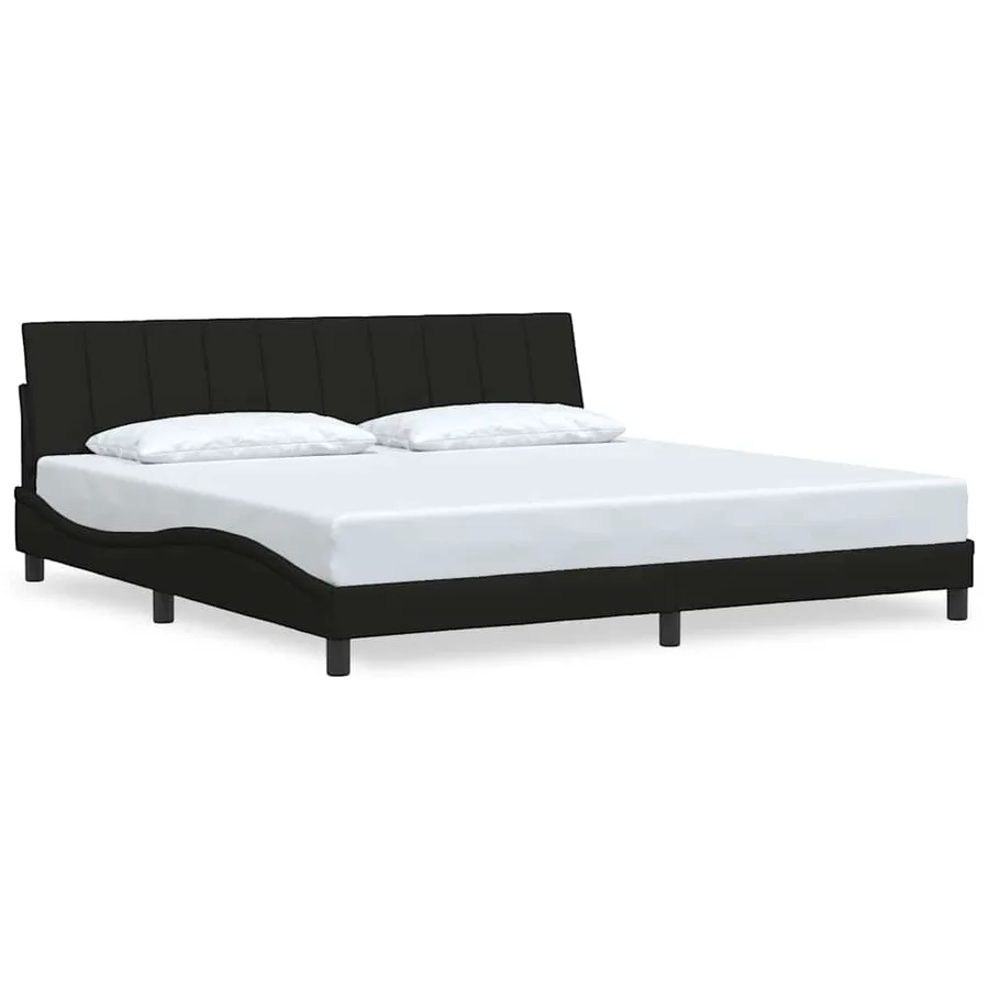 Cadre de lit sans matelas Hanko noir 200x200 cm tissu - 2