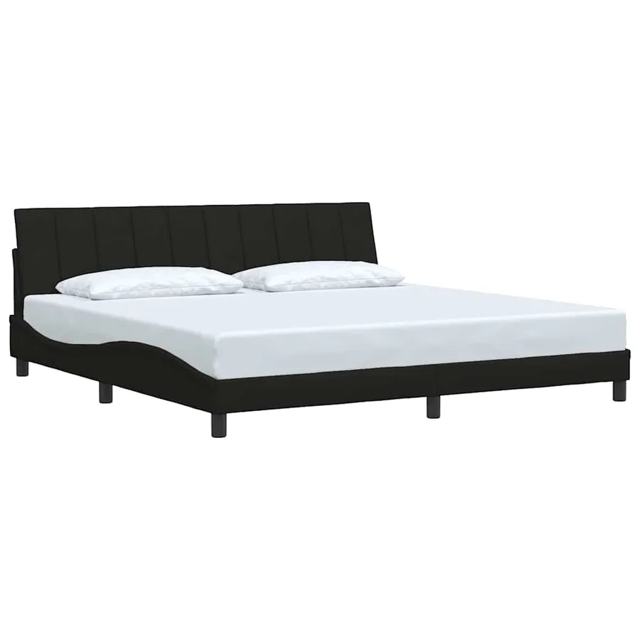 Cadre de lit sans matelas Hanko noir 200x200 cm tissu - 3