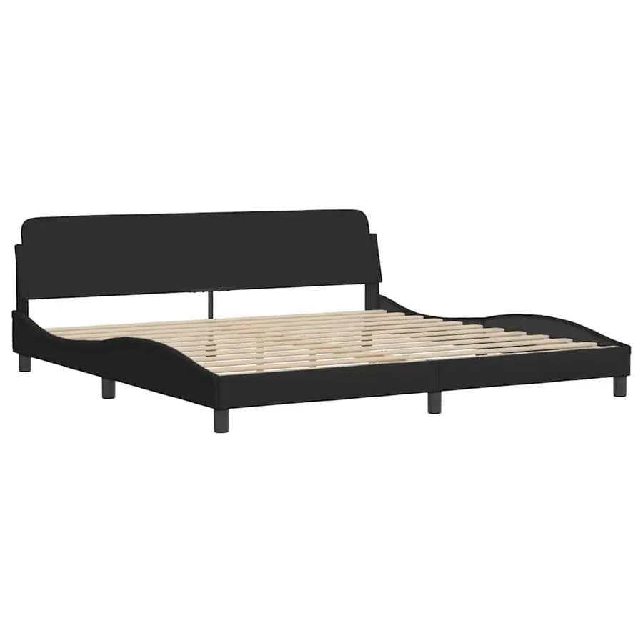 Cadre de lit sans matelas Hanko noir 200x200 cm tissu - 5