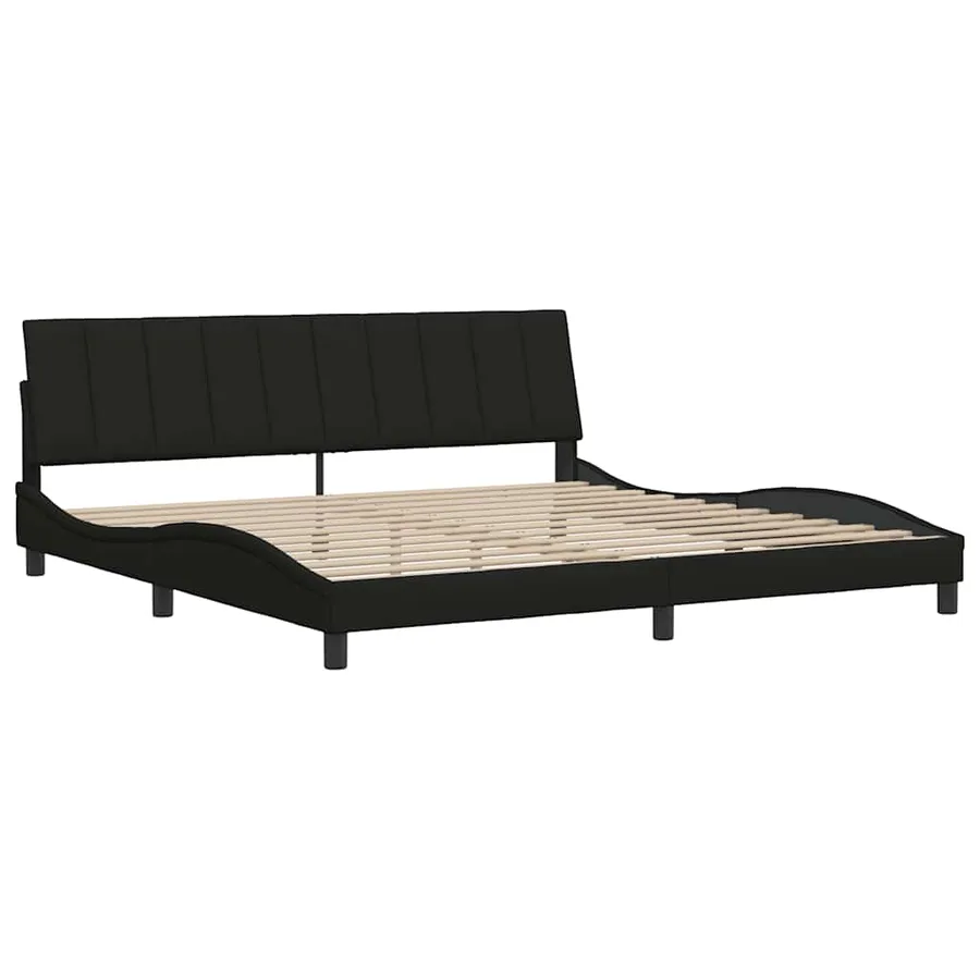 Cadre de lit sans matelas Hanko noir 200x200 cm tissu - 7