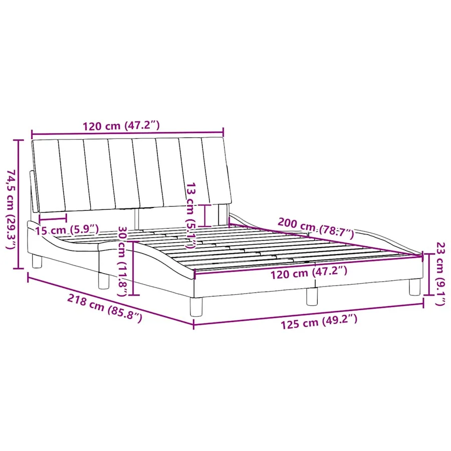 Cadre de lit sans matelas Hanko gris foncé 120x200 cm tissu - 13