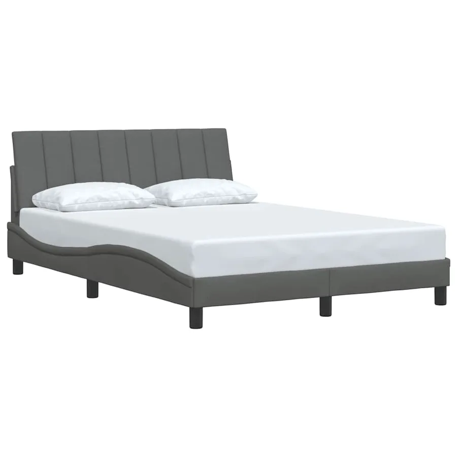 Cadre de lit sans matelas Hanko gris foncé 120x200 cm tissu - 3