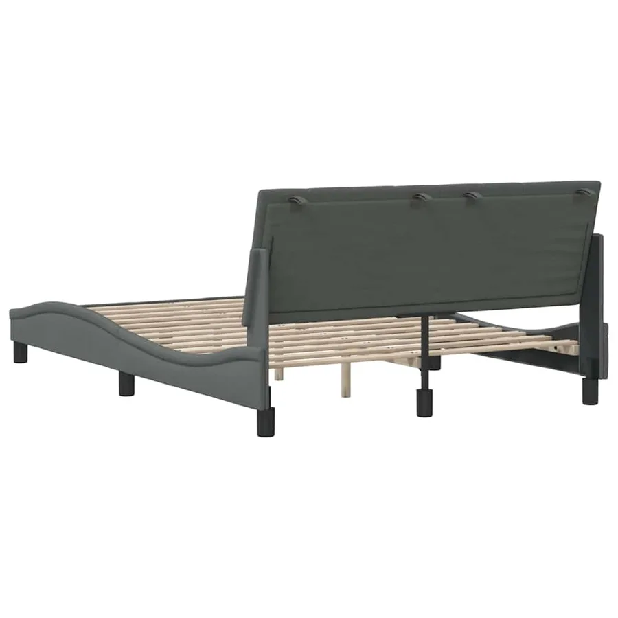 Cadre de lit sans matelas Hanko gris foncé 120x200 cm tissu - 9
