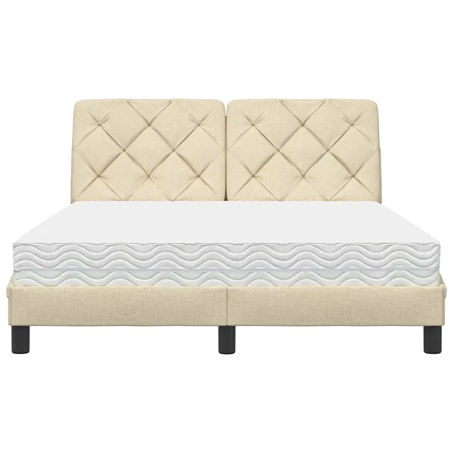 Lit avec matelas crème 140x200 cm tissu - 5