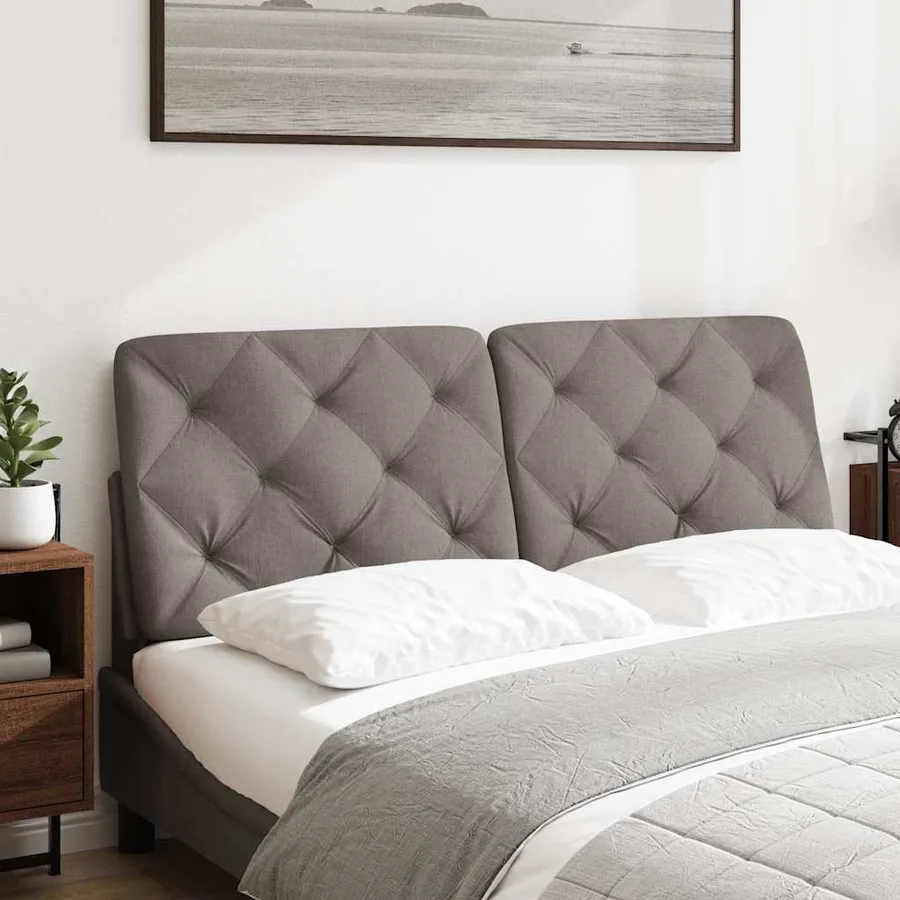 Coussin de tête de lit taupe 140 cm tissu - 2