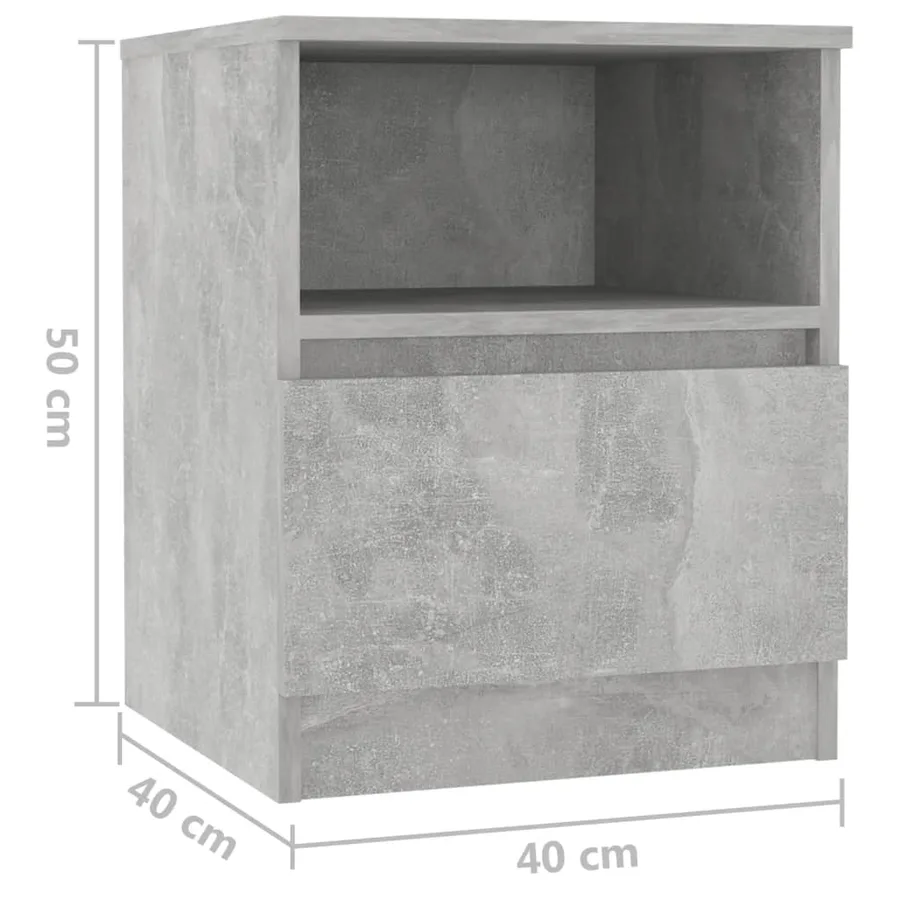 Table de chevet gris béton 40x40x50 cm bois d'ingénierie - 7
