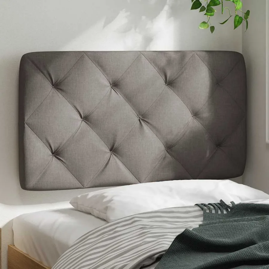 Coussin de tête de lit taupe 90 cm tissu - 3