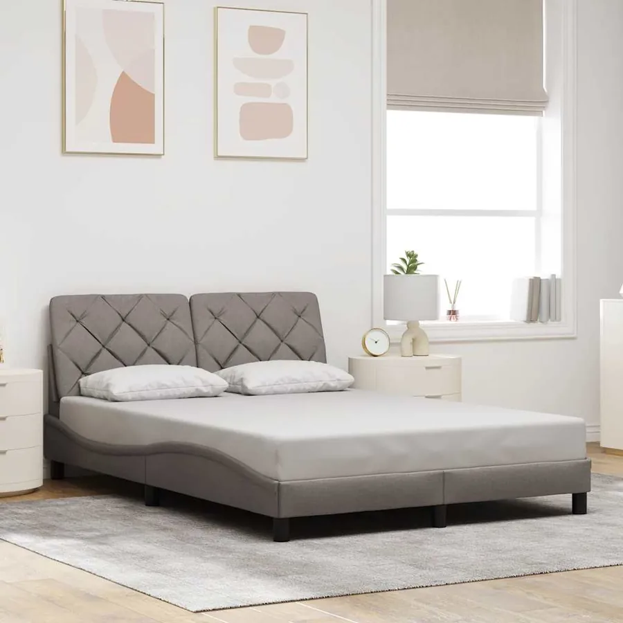 Cadre de lit sans matelas taupe 140x190 cm tissu