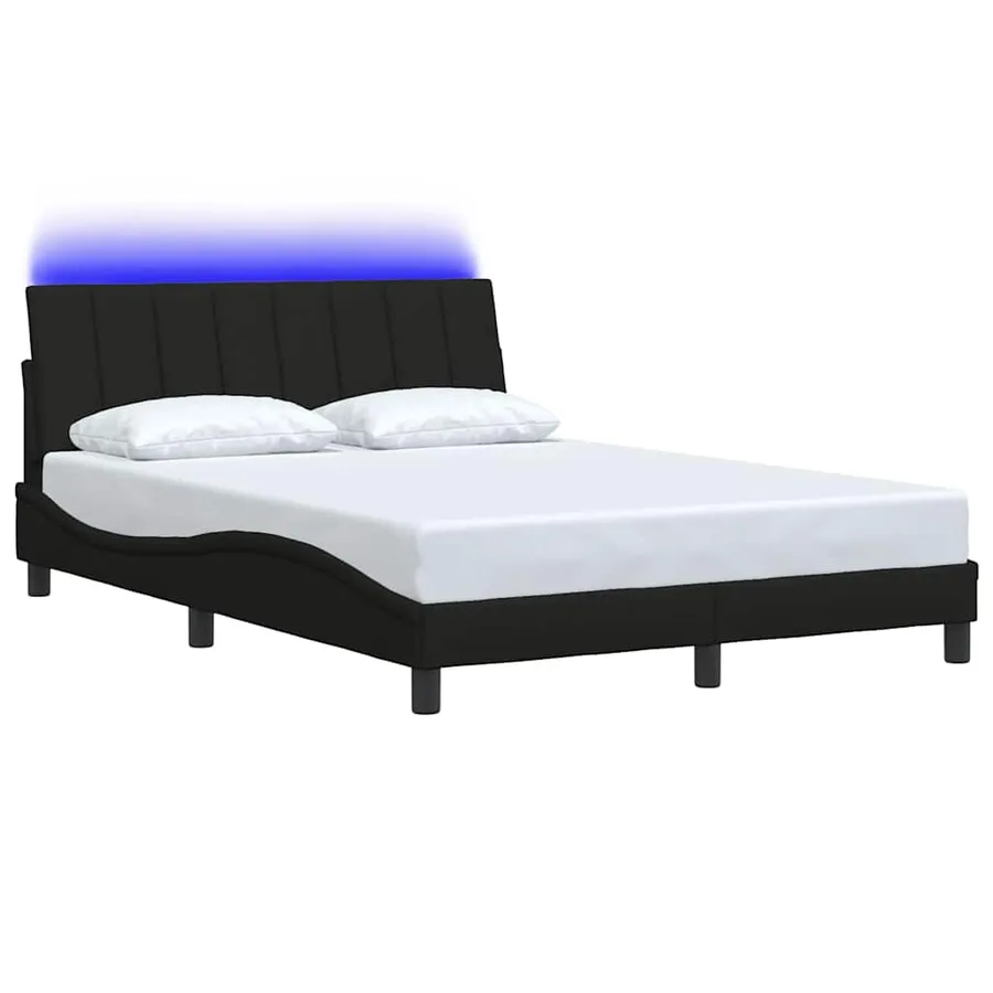 Cadre de lit sans matelas Hanko noir 120x200 cm tissu - 3
