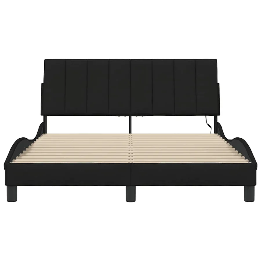 Cadre de lit sans matelas Hanko noir 120x200 cm tissu - 6