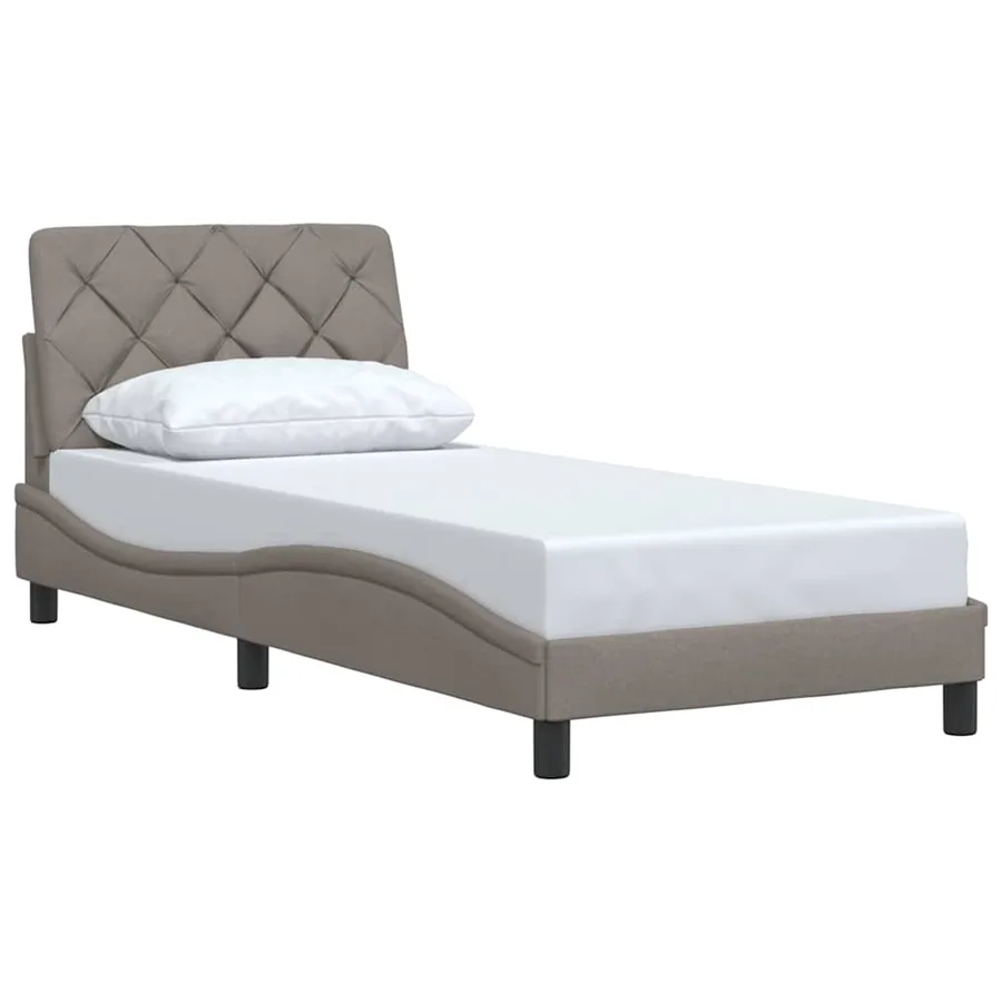Cadre de lit sans matelas taupe 90x190 cm tissu - 3
