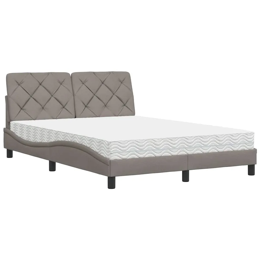 Lit avec matelas taupe 140x190 cm tissu - 2