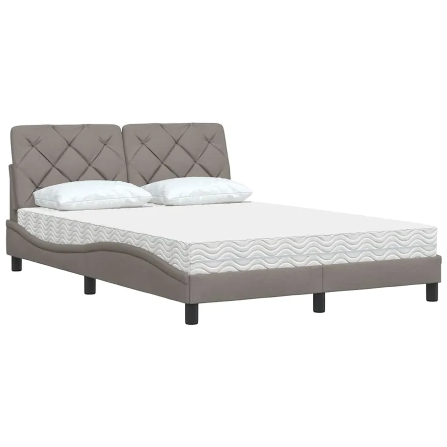 Lit avec matelas taupe 140x190 cm tissu - 4