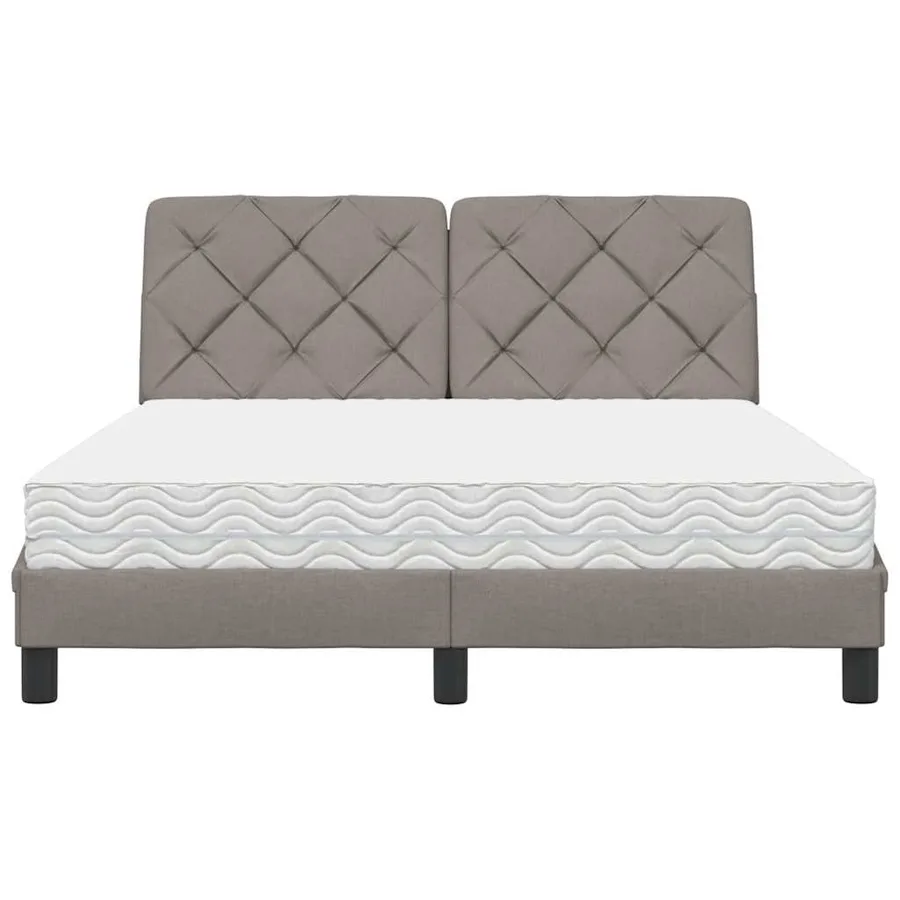 Lit avec matelas taupe 140x190 cm tissu - 5