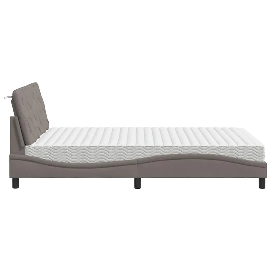 Lit avec matelas taupe 140x190 cm tissu - 6