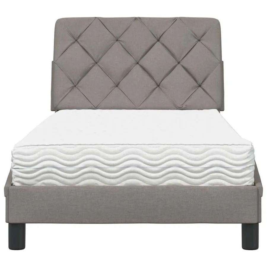 Lit avec matelas taupe 90x190 cm tissu - 5