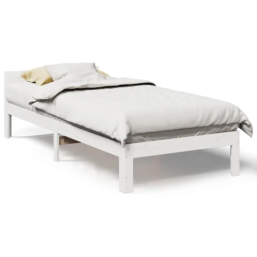 Cadre de lit sans matelas blanc 90x200 cm bois de pin massif - 2