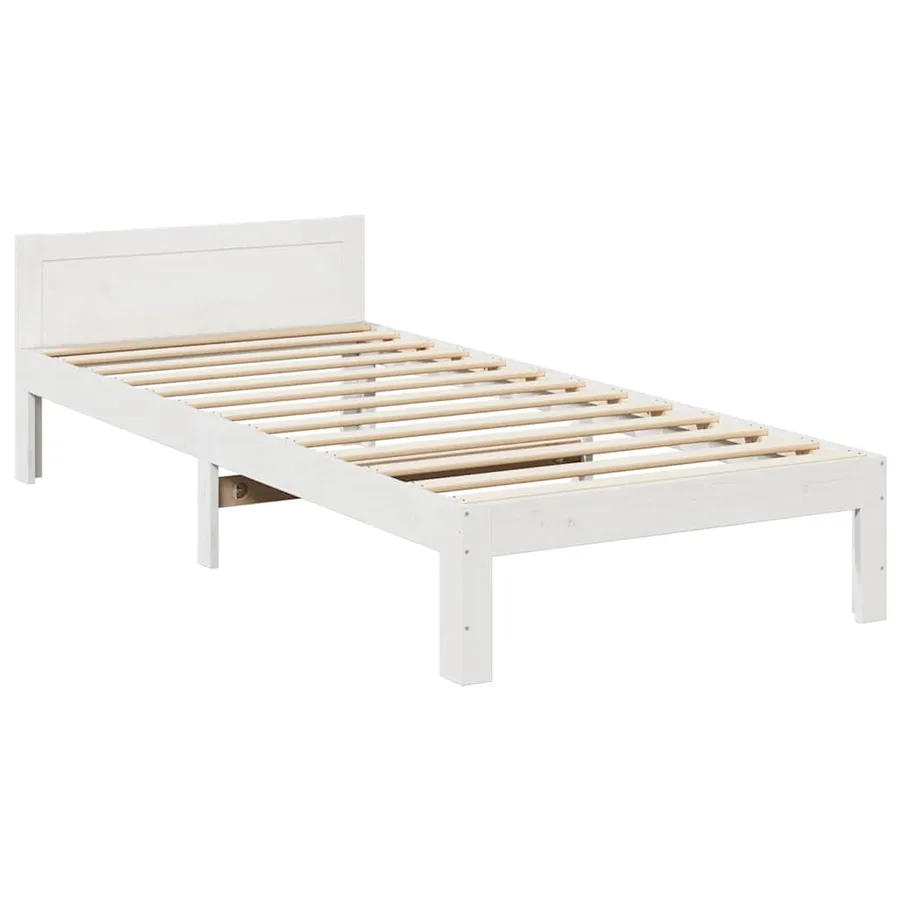 Cadre de lit sans matelas blanc 90x200 cm bois de pin massif - 3