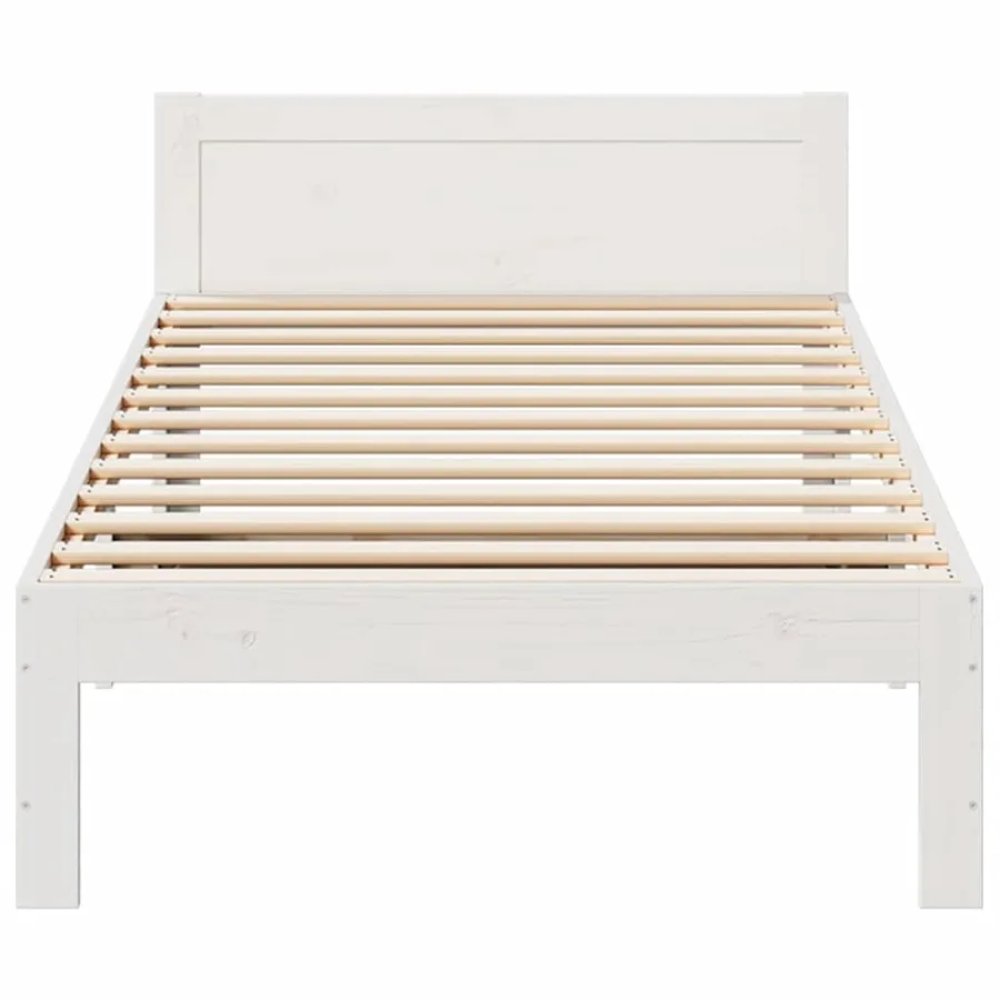 Cadre de lit sans matelas blanc 90x200 cm bois de pin massif - 5