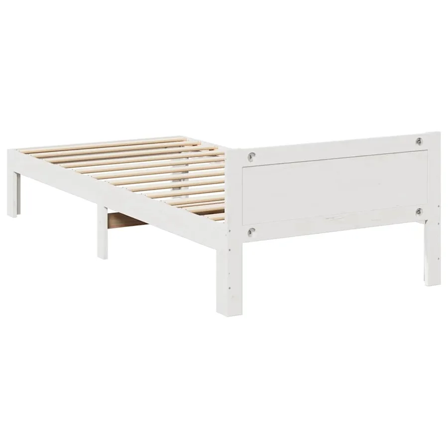 Cadre de lit sans matelas blanc 90x200 cm bois de pin massif - 7