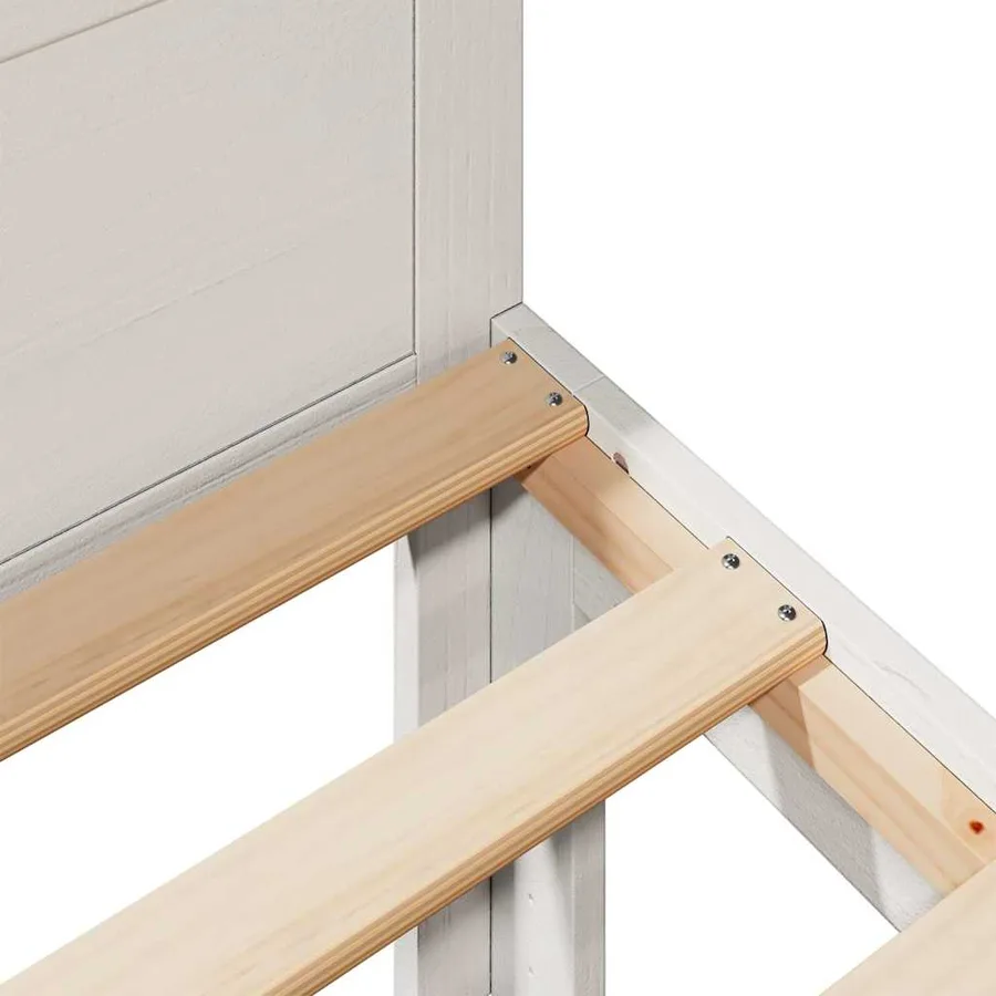 Cadre de lit sans matelas blanc 90x200 cm bois de pin massif - 8