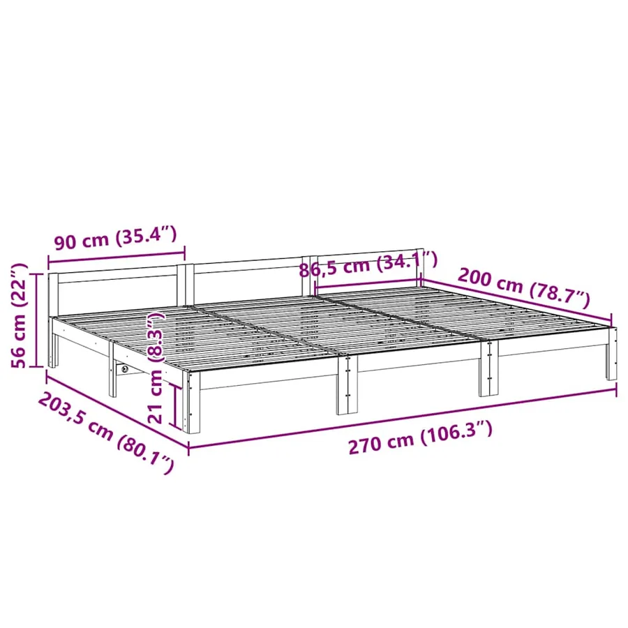 Cadre de lit familial sans matelas blanc 270x200 cm - 12