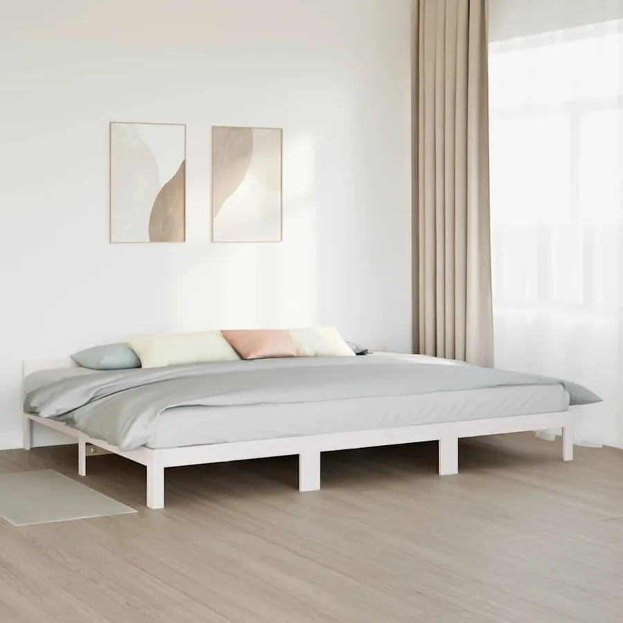 Cadre de lit familial sans matelas blanc 270x200 cm - 4