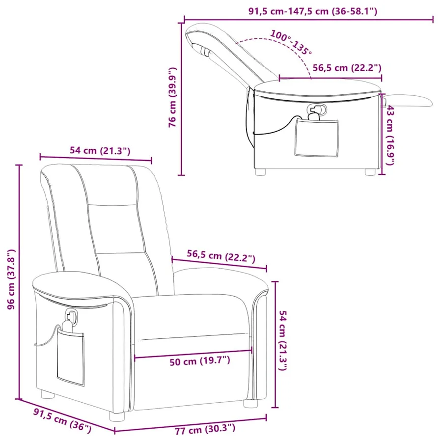 Fauteuil de massage inclinable Noir Tissu - 13