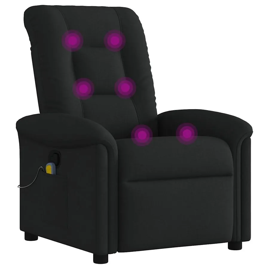 Fauteuil de massage inclinable Noir Tissu - 6