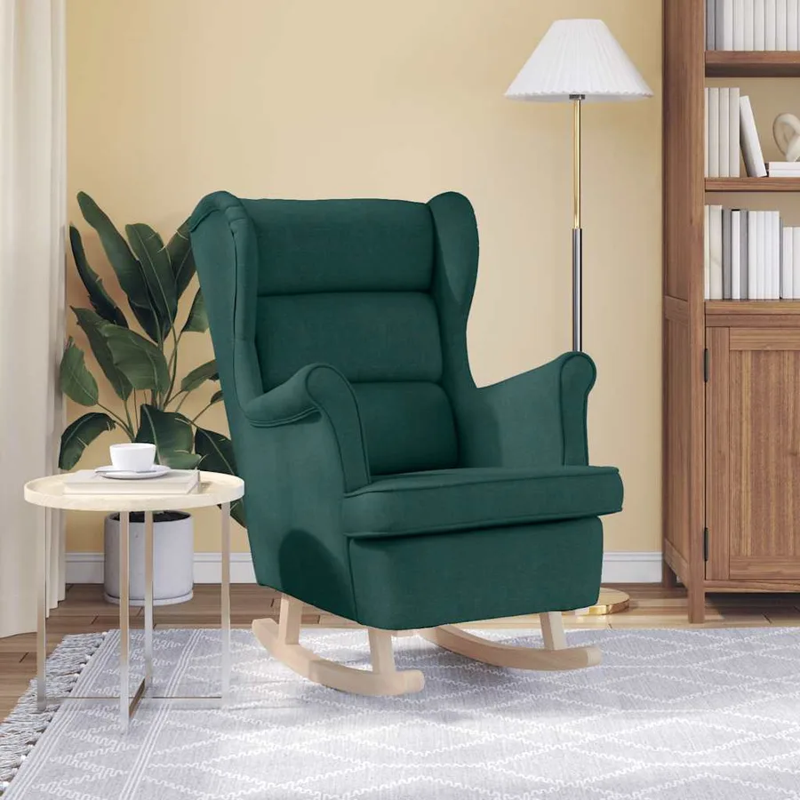 Chaise à bascule vert foncé 74x90x102 cm tissu - 3