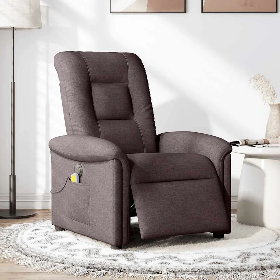 Fauteuil de massage inclinable électrique Marron foncé Tissu - 2