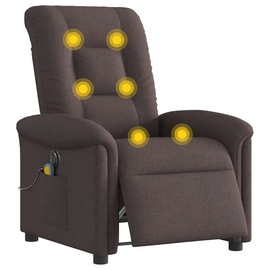 Fauteuil de massage inclinable électrique Marron foncé Tissu - 3