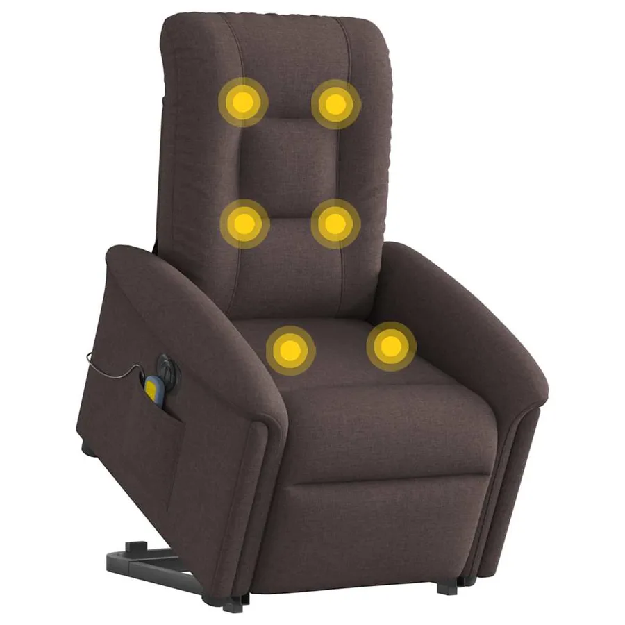Fauteuil inclinable de massage électrique Marron foncé Tissu - 2