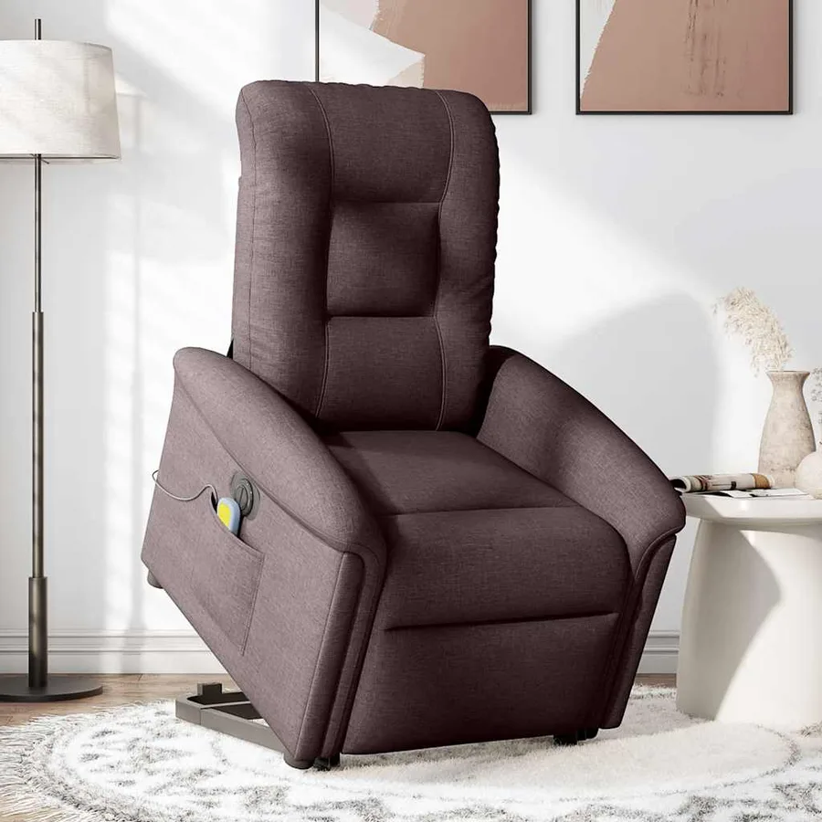 Fauteuil inclinable de massage électrique Marron foncé Tissu - 3