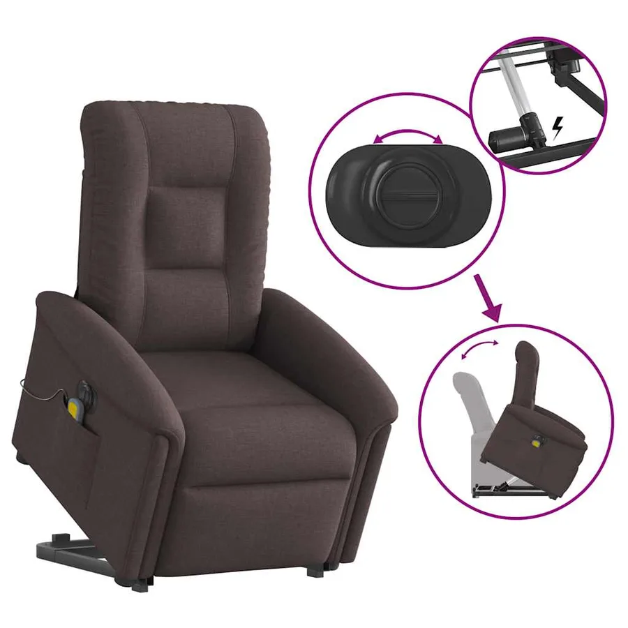 Fauteuil inclinable de massage électrique Marron foncé Tissu - 9
