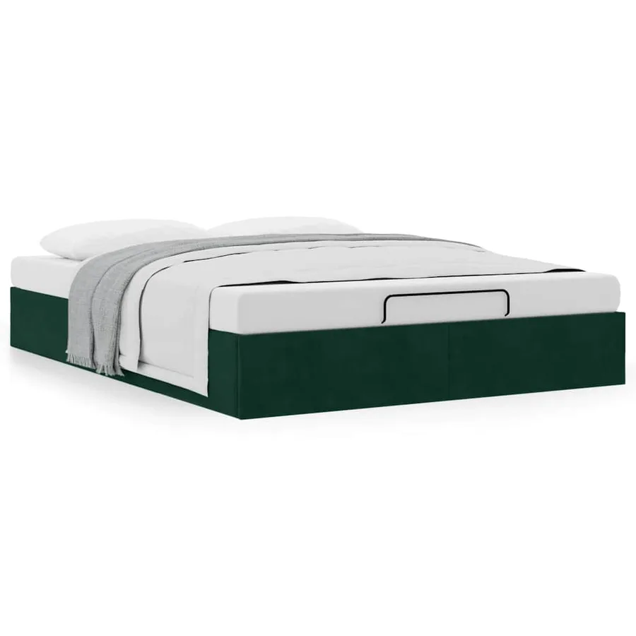 Cadre de lit ottoman sans matelas vert foncé 140x200 cm velours - 4