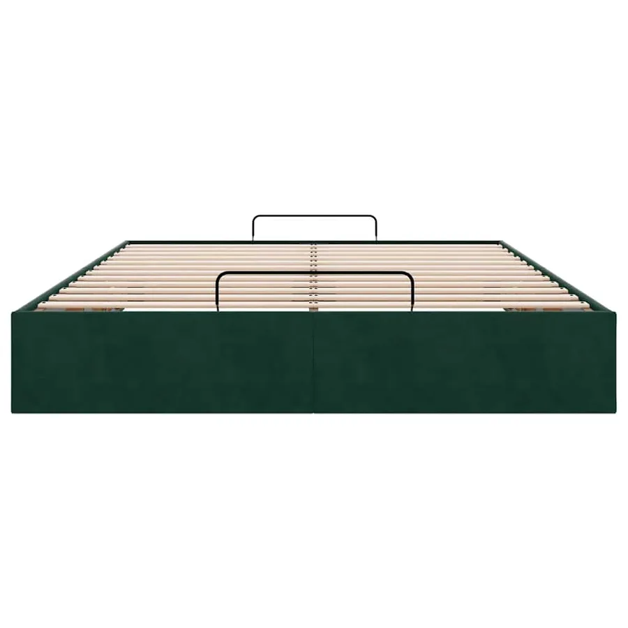 Cadre de lit ottoman sans matelas vert foncé 140x200 cm velours - 7