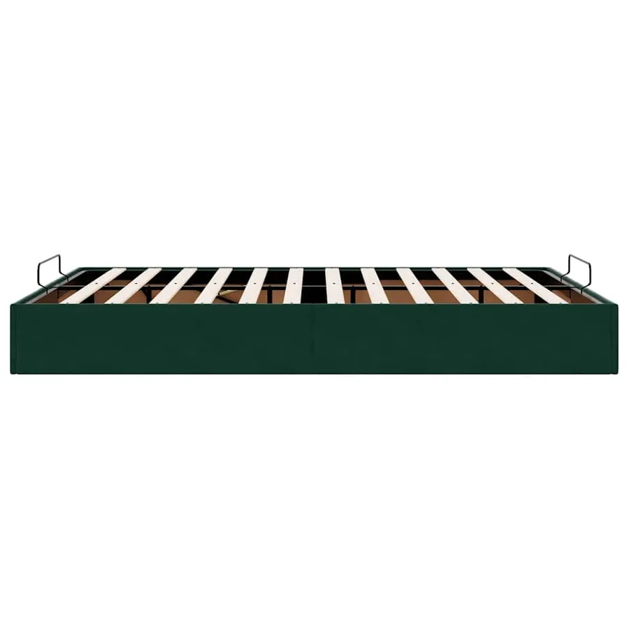 Cadre de lit ottoman sans matelas vert foncé 140x200 cm velours - 8