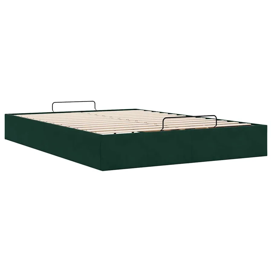 Cadre de lit ottoman sans matelas vert foncé 140x200 cm velours - 9