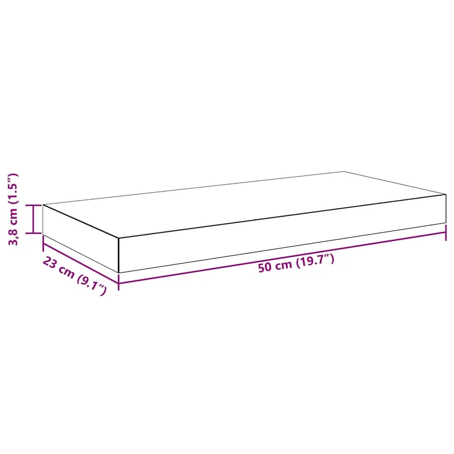 Étagères murales flottantes 2 pcs gris 50x23,5x3,8 cm MDF - 15