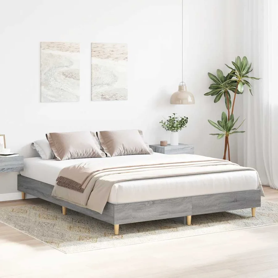 Cadre de lit sans matelas sonoma gris 140x200 cm - 3