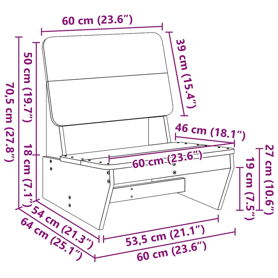 Chaises de jardin lot de 2 60x64x70,5 cm bois massif de douglas - 10