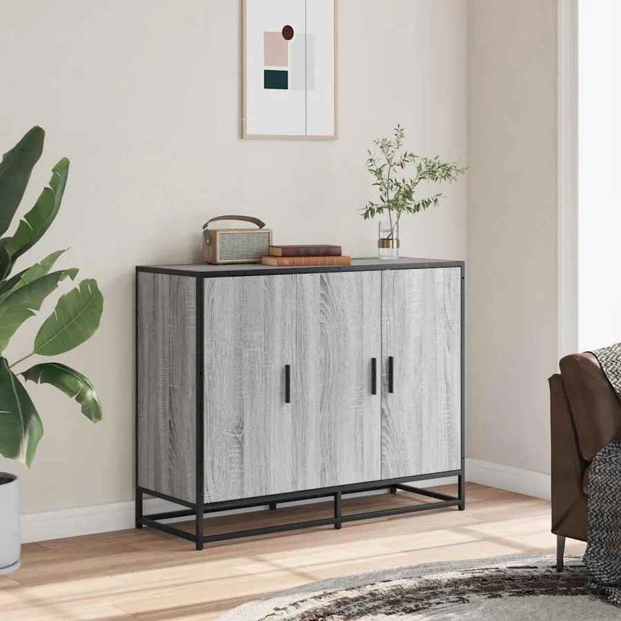 Buffet sonoma gris 94x35x76 cm bois d'ingénierie - 3