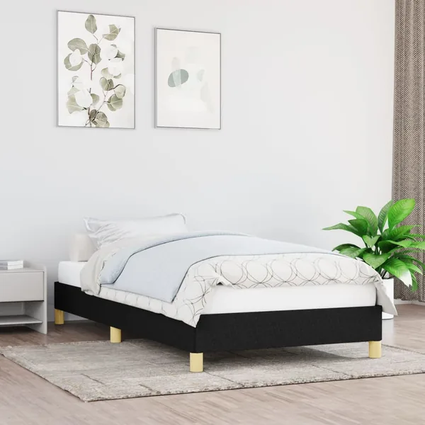 Cadre de lit sans matelas noir 100x200 cm tissu