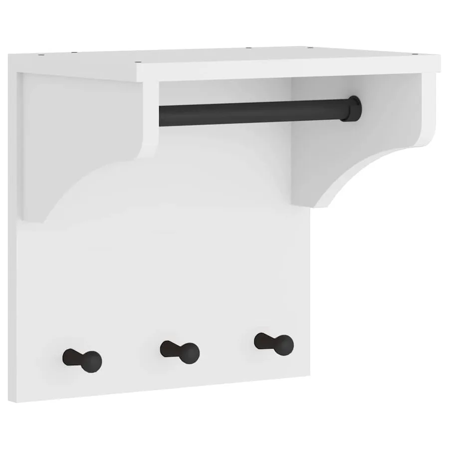 Porte-manteau mural SANDNES blanc 43x30x42 cm bois massif pin - 2