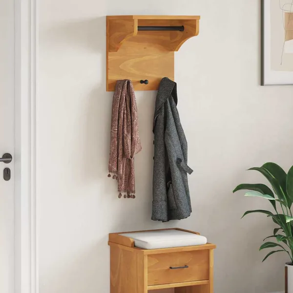 Porte-manteau mural SANDNES 43x30x42 cm bois massif pin